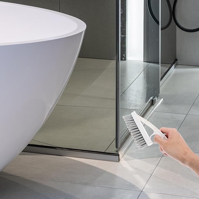 Ciieeo Grout Cleaning Brush with Hard Bristles, Bathroom Wall Corner Scrub Brush for Tile Floors and Baseboard, Heavy Duty Corner Cleaning Tool for Shower and Toilet Seams