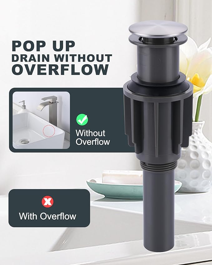 Vessel Sink Faucet Brushed Nickel: ARCORA Single Hole Tall Bathroom Faucet, Single Handle Tall Waterfall Bathroom Faucet with Pop Up Drain and cUPC Supply Lines