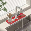 Chrismas Sink Splash Guard Faucet Mat Christmas Absorbent Fast Drying Mat Sink Gadgets Splash Guard Behind Faucet Drip Catcher for Kitchen Bathroom 15.5"X5.5"