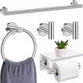 Polished Chrome Bathroom Hardware Set, 5 Pieces Chrome Towel Bar Bathroom Accessories, Upgraded Toilet Paper Holder with Shelf Set, 23.6 Inch Towel Rack Towel Holder for Bathroom Wall