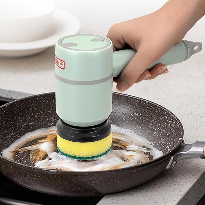 The Dish Buddy, Dish Buddy Electric, Dish Buddy Electric Spin Scrubber, 360° Rotating Multifunctional Cordless Electric Cleaning Brush, with 3 Replaceable Brush Heads, for Kitchen Bathroom (Green)