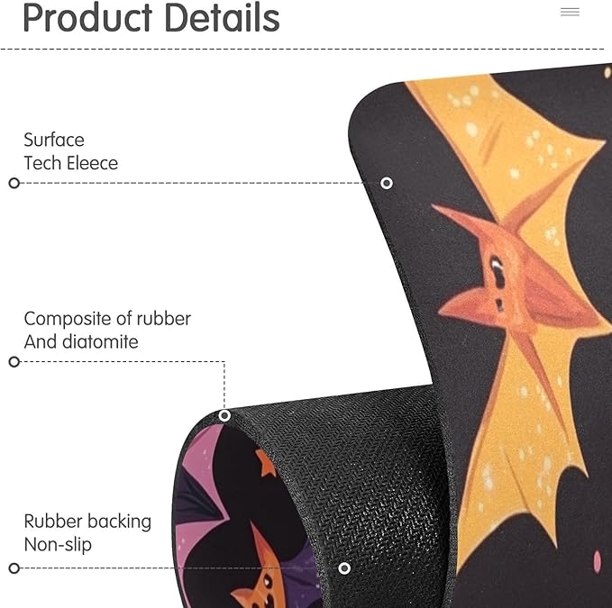 Colored Halloween Bats and Stars Kitchen Sink Splash Guard Faucet Mat Diatomite Absorbent Pad for Bathroom RV 14.7x5.4in 1PCS water