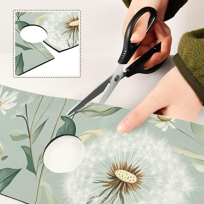 Sage Green Dandelions Kitchen Sink Splash Guard Faucet Mat Diatomite Absorbent Pad for Bathroom RV 14.7x5.4in 2PCS water