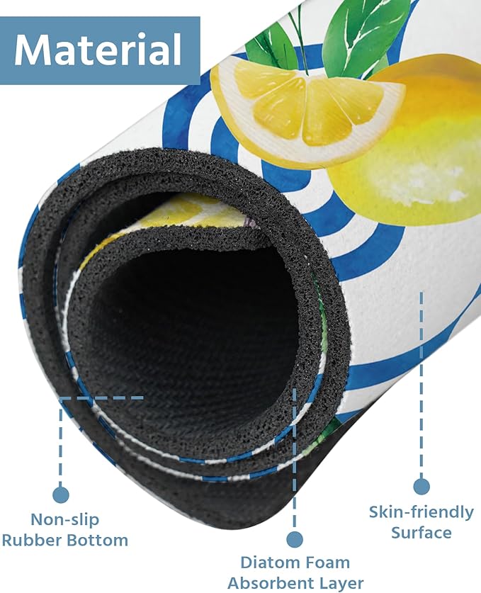 Patterned Sink Faucet Mat Kitchen Splash Guard Super Absorbent Drying Mat, Non-Slip Drain Pad for Kitchen Counter or Bathroom-15x5.5in