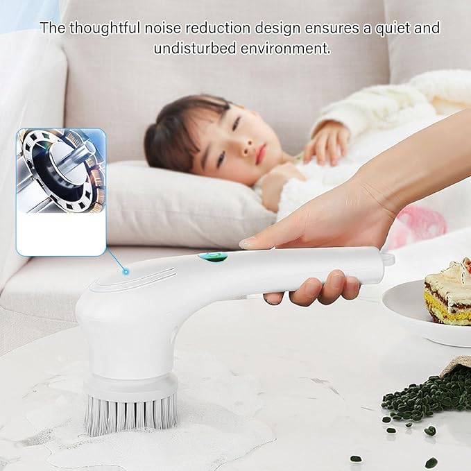 Electric Spin Scrubber, Cordless Lightweight with 5 Brush Heads for Bathroom Kitchen Shower Bathtub Glass Car