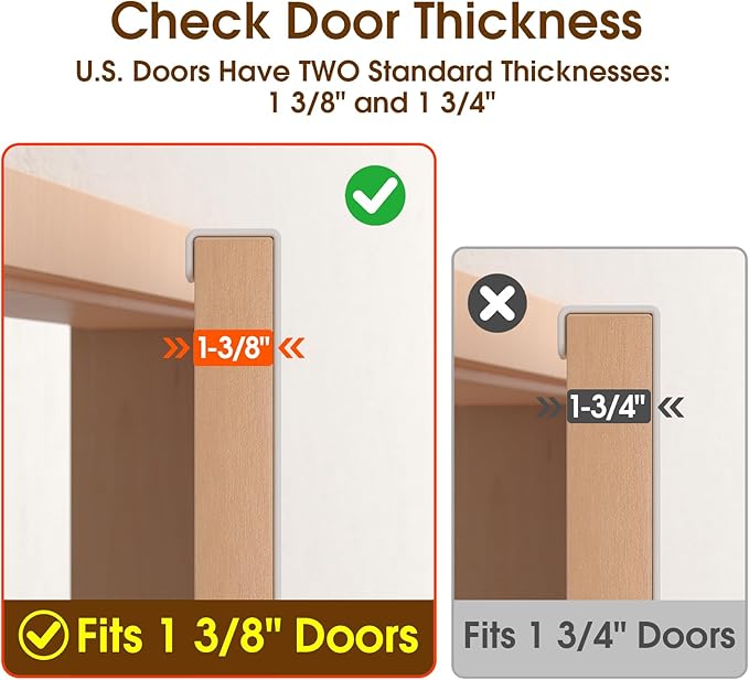 Long Over The Door Hooks Hanger with 15.75" Arms for for Easier Access by Shorter, J16U, Perfectly Fits US Standard 1 3/8-inch Doors, Towel Rack Bathroom Organizer Holder, White