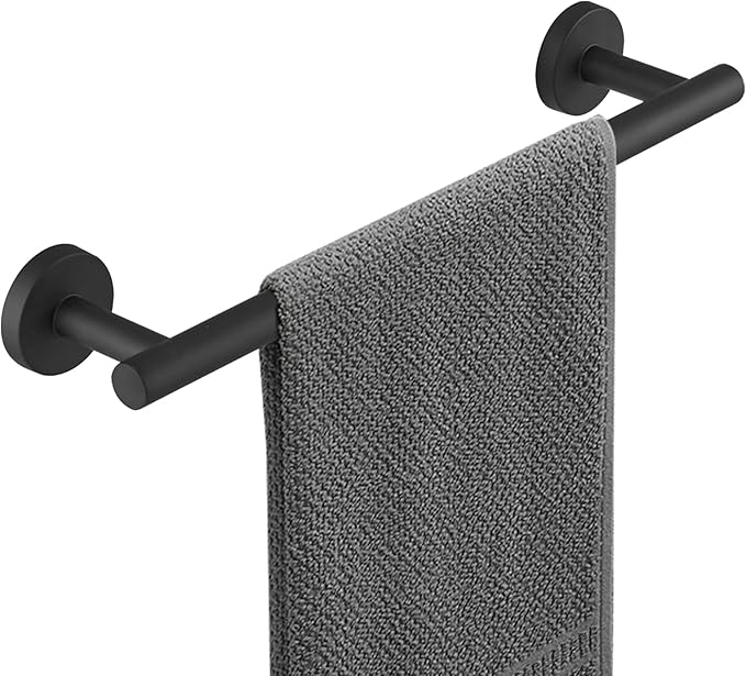 16 Inch Towel Bar, Towel Rack for Bathroom, Stainless Steel Wall Mounted Towel Holder Modern Home Decor Bathroom Accessories, Matte Black