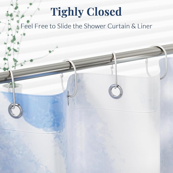 Shower Curtain Rings, White Shower Curtain Hooks 12 Pcs Anti-Drop Shower Rings for Curtain, Metal Shower Curtain Rings Rust Proof, Shower Hooks for Shower Curtain Rod, Curtain Rings