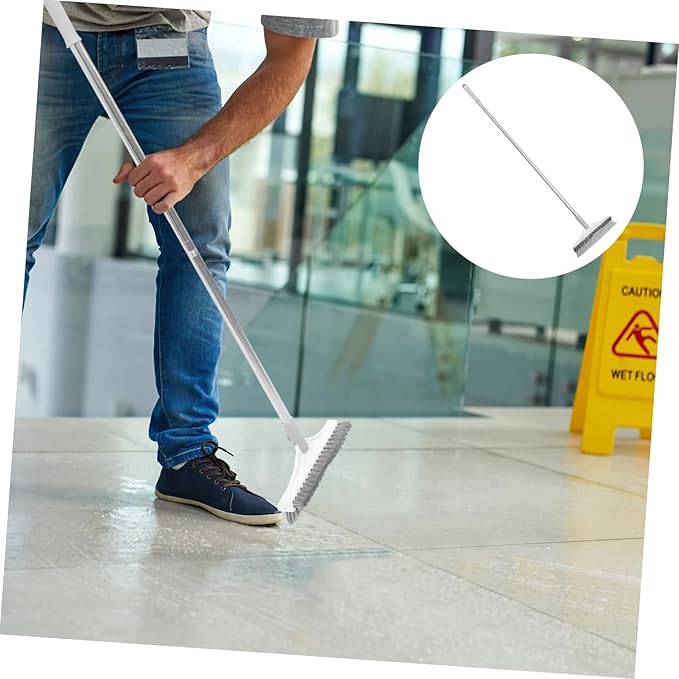 SECFOU Upgraded Dual-Sided Crevice Cleaning Brush for Shower Room and Bathroom Long Handle Scrubber for Grout Tiles and Corners and Practical Floor Brush for Easy Cleaning