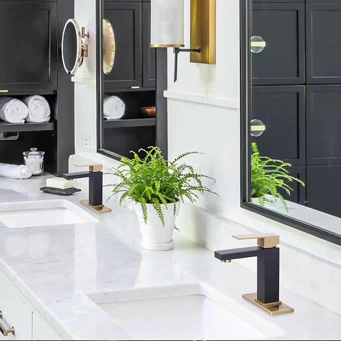 Black and Gold Bathroom Faucet ARCORA Black Gold Faucet for Bathroom Sink Modern Single Hole Bathroom Faucet with cUPC Supply Lines and Pop Up Drain