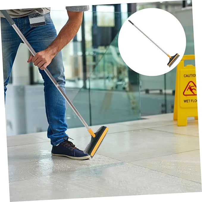Floor Brush Double-Sided Scrub Brush Long Handle for Bathroom Shower Toilet Grout Cleaning