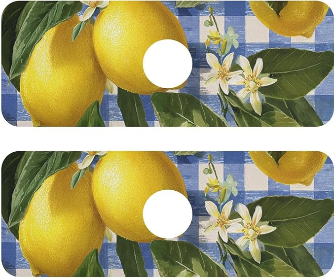 Gingham Blue and White Lemons Kitchen Sink Splash Guard Faucet Mat Diatomite Absorbent Pad for Bathroom RV 30x5.4in 2PCS water
