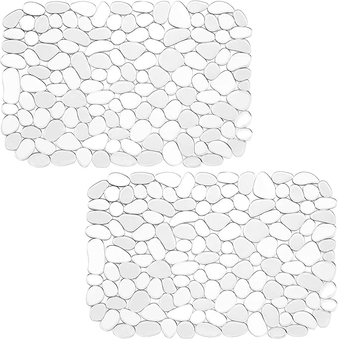 Coopay Kitchen Sink Mat Pebble Protect Mat PVC Eco-friendly Adjustable Stainless steel/ Porcelain Dish Drying Pad Protector for Bottom of Kitchen Sink, 15.8 x 11.8 inches (2 Pack, Clear)