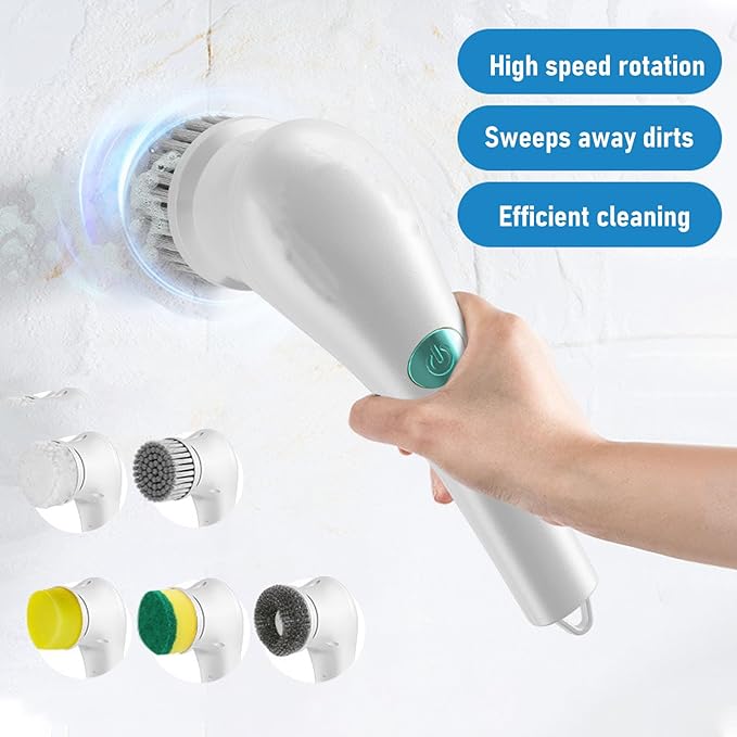 Electric Spin Scrubber Cordless USB Charging Portable Multifunctional Power Cleaning Brush Kitchen Stove