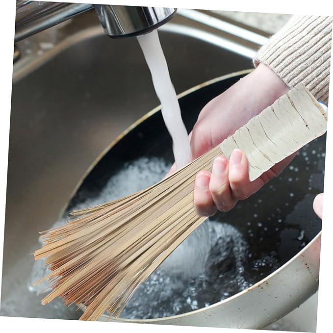 NOLITOY 2pcs Bamboo Pot Brush for Grout Stove Kitchen Cleaning Dish Scrubbers Strong Cleaning Ability