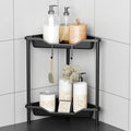 ODesign 2 Tier Floor Standing Corner Shower Caddy Organizer Plastic Metal Splicing Shelf Storage Rack for Bathroom Black - Rustproof