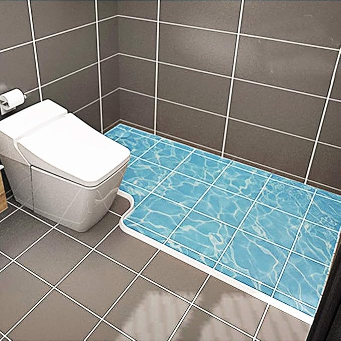 118 Inch Collapsible Shower Threshold Water Dam, Ideal for Wheelchair Accessible Silicone Shower Barrier Water Stopper Retention System Dry and Wet Separation for ADA Shower Bathroom (9.8ft)
