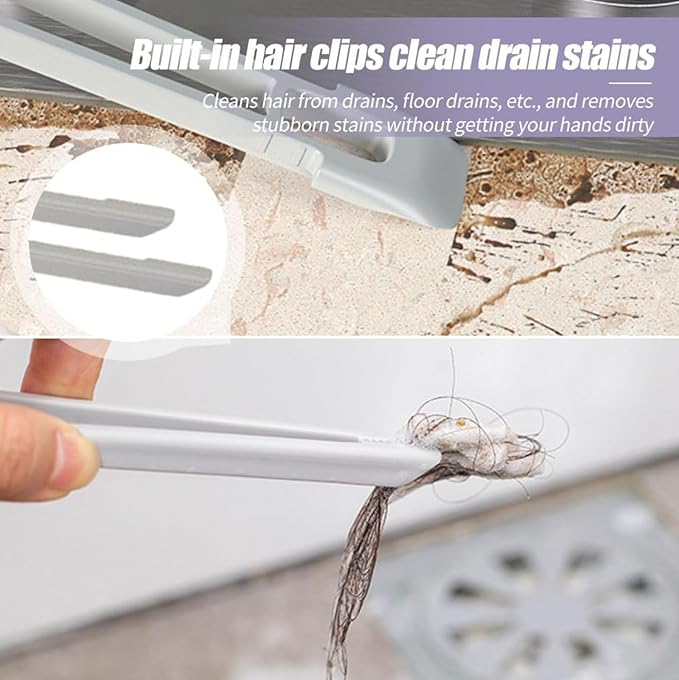 360° Rotating Gap Cleaning Brush - Multi-Purpose Hard Bristle Crevice Brush for Kitchen, Bathroom, Home, 9.45"x5.12"x1.97" (Purple)