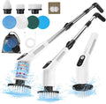 Electric Spin Scrubber for Cleaning - Upgraded Cordless Cleaning Brush Scrubber - IPX7 Waterproof Power Scrubber with 7 Brush Heads, Extended Handle and 2 Speeds for Bathroom Shower Bathtub Floor