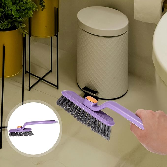 Rotating Hard Bristle Crevice Cleaning Brush 360° Gap Scrub Tool for Bathroom Tiles and Sink Cleaning Purple Multifunctional No Dead Corners