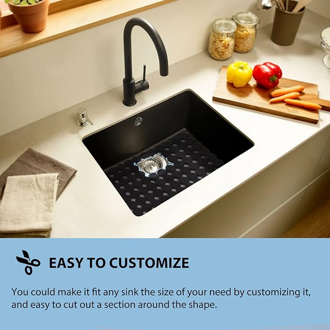 Sink Protectors Mat for Kitchen Sink - 2Pack Adjustable Kitchen Sink Mat Fast Draining - Dish Drying Mat for Dishes And Glassware - Easy to Clean & Diy Cut