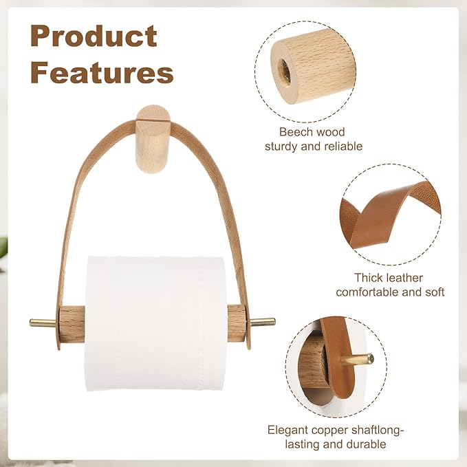 uxcell Toilet Paper Holder Wall Mounted Toilet Tissue Holder with Self-Adhesive Seamless Screw for Bathroom Washroom,Brown