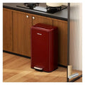 Kitchen Bathroom 8 Gallon Trash Can - Stainless Steel Garbage Cans with Foot Pedal, Recycling Bin with Lid for Office Bathroom Decor (Red, 30Liter / 8Gallon)