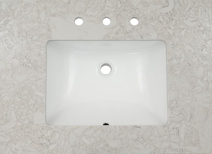MSI Drifting Fog Vanity Top with Under Mount Rectangle Ceramic Sinks, Engineered Marble Stone, 4" CC Faucet Holes, 31"X22"