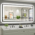 72x36 Inch LED Bathroom Mirror with Black Frame, Backlit & Front Lit, Anti-Fog Lighted Bathroom Vanity Mirror for Wall, Memory Function, Dimmable, HD Tempered Glass, Shatter-Proof
