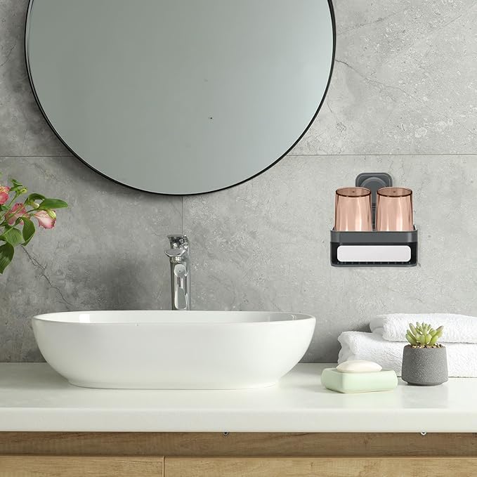 uxcell 2Pcs Suction Cup Soap Dish, Removable and Reusable Wall Mounted Double Bar Soap Holder for Shower No-Drilling Sponge Holder for Bathroom Kitchen, Beige