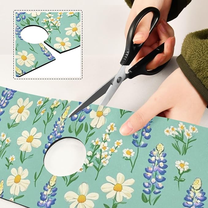 Kitchen Sink Splash Guard 1 PC 30 Inch Sink Faucet Mat Splash Guard for Bathroom Countertop Water Absorbent Foldable Cuttable Soft Washable Cute Green Bluebonnet and Daisies