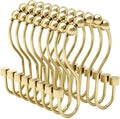 Shower Curtain Hooks, Shower Curtain Rings Rust Proof Double Hook Shower Curtain Hooks with Clindrical Design, 12 Pcs Light Gold Shower Hooks for Shower Curtain, Metal Shower Rod Hooks