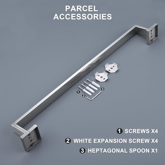 LANC 32-Inche Long Towel Bars for Bathroom Wall Mounted Brushed Nickel Bath Towel Racks Stainless Steel 80CM Towel Rails Square Towel Holder Rods Total-33.5” Towel Hanger, A8804BN-8P1