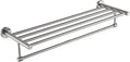 Premium Modern Single Hanging Quadruple Towel Bar Rack w/Round Base (24 Inches)- Brushed Finish, Made from Stainless Steel, Water and Rust Proof, Wall Mounted, Easy to Install