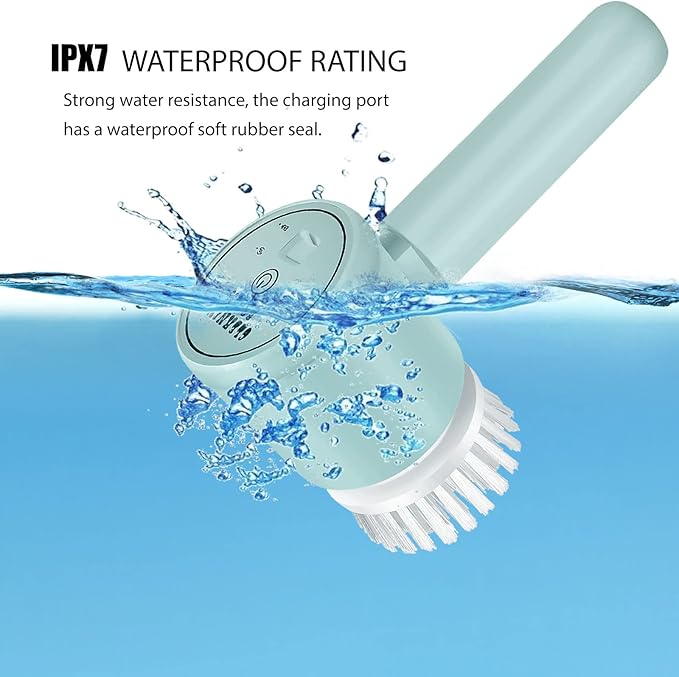 Electric Spin Scrubber, 3-in-1 Cordless Rechargeable Shower Scrubber with 3 Replaceable Cleaning Brush Heads for Bathroom/Kitchen/Floor/Tile
