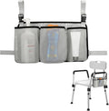 Beautyflier Removable Hanging Bag for Shower Chair, Commode Chair Side Storage Bag, Armrest Chair Side Organizer, 3 Storage Pockets for Shampoo, Shower Gel, Facial Cleanser, Bag Only (Gray)