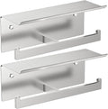FORIOUS Toilet Paper Holder with Shelf, 304 Stainless Steel Wall Mount Commercial Toilet Paper Dispenser, Double Tissue Roll Holder for Bathroom, 2 Pack Brushed Nickel