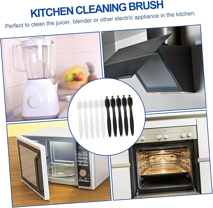 Ciieeo 10pcs Nylon Kitchen Cleaning Brushes for Juicers and Electric Appliances Plastic Handle Multipurpose Small Scrubbers for Blender Stove Refrigerator Maintenance
