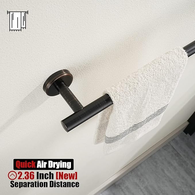 JQK Oil Rubbed Bronze Towel Bar, 33 Inch 304 Stainless Steel Thicken 0.8mm Towel Rack Bathroom, Towel Holder ORB Wall Mount, Useable Length 30 Inch 2 Pack, TB110L30-ORB-P2