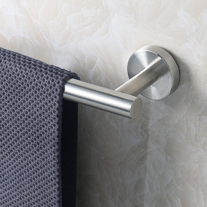 NearMoon Bath Towel Bar, Thicken Stainless Steel Shower Towel Rack Holder Wall Mounted for Bathroom, 24-lnch Overall Length-21-lnch Usable Hanging Space (2 Pack, Brushed Nickel)