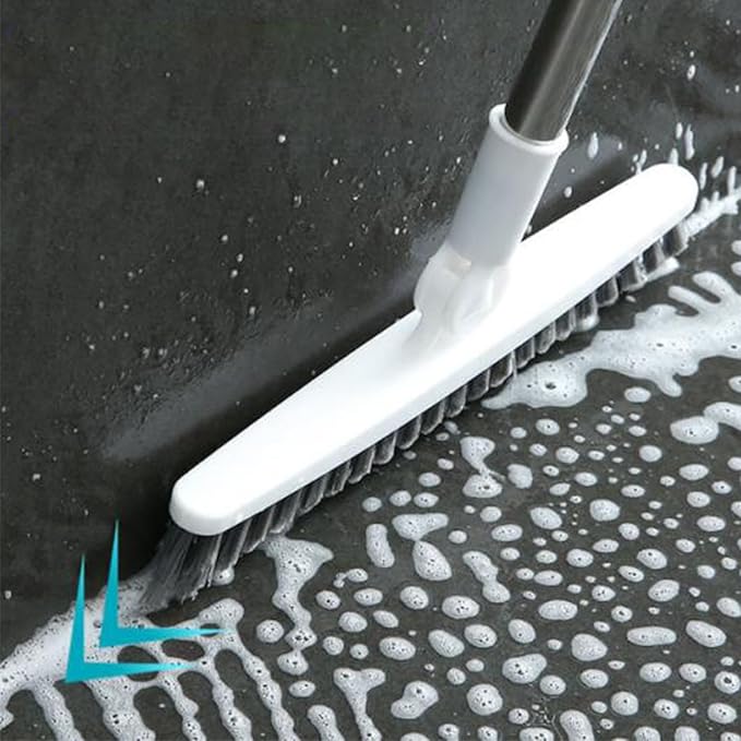 Long Handle Crevice Brush Floor Tile Grout Brush Corner with Sturdy Plastic for Bathroom Kitchen Toilet (White 88.5cm)