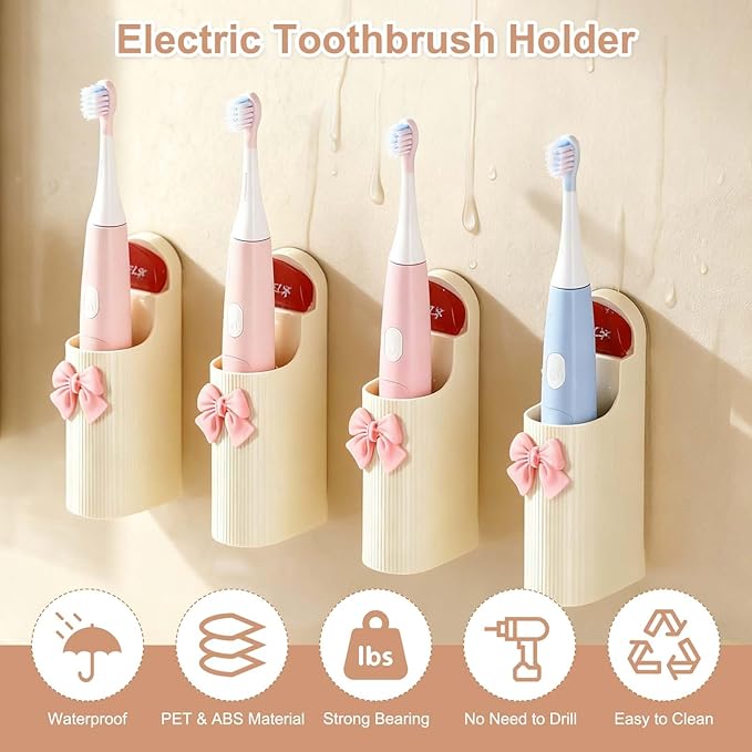 uxcell Electric Toothbrush Holder, Wall Mounted Plastic Toothbrush Organizer Suction Cup Storage Organizer Stand for Bathroom Tooth Brush Toothpaste Storage, Clear Grey