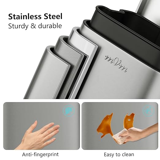 mVm 10.6 Gal Kitchen Trash Can, Step Trash Can with Lid, Smooth Edge Garbage Bin for Home Office (Tin)