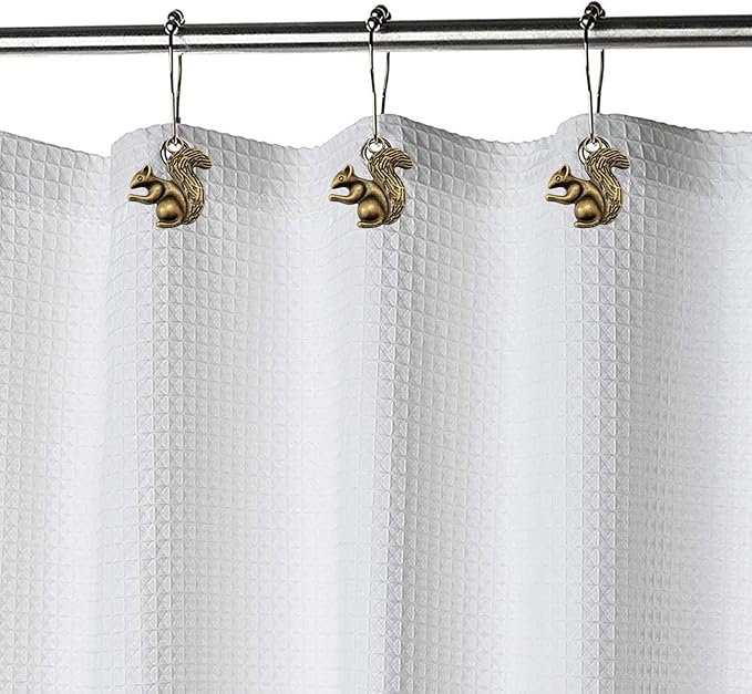 ZILucky12 Pcs Squirrel Shower Curtain Hooks, Stainless Steel Rustproof, Shower Curtain Rings, Minimalist Modern Decorative Design (Bronze-Squirrel)