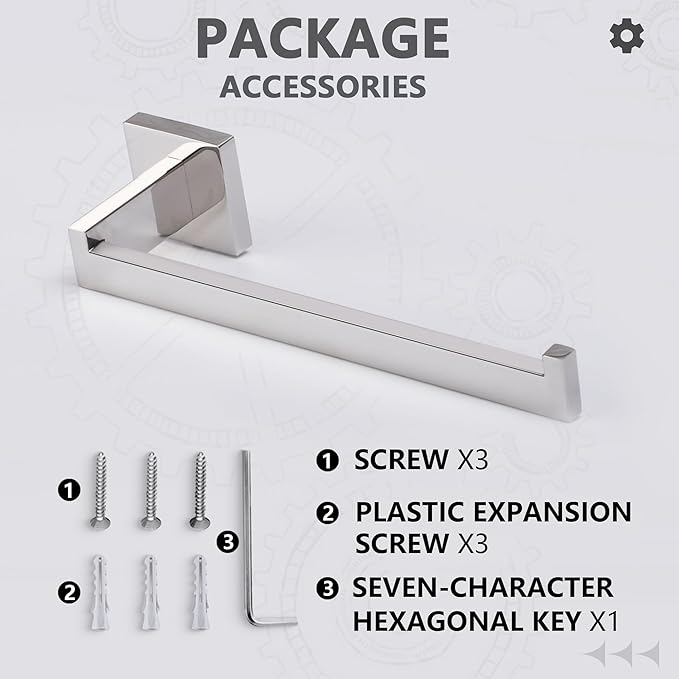 LANC Bathroom Hand Towel Holder Chrome Silver Hand Towel Bar 10 Inche Right Side Square Towel Ring for Kitchen Lavatory Wall Mount Stainless Steel Polished Towel Racks Hanger, A8806CP