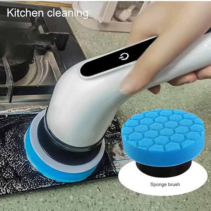 Electric Scrubber, Cordless Multifunction Retractable Handle Power with 9 Brushes, for Bathroom, Kitchen, Automotive Interior