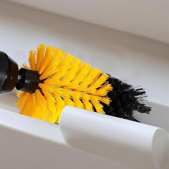 2 Piece Scrub Brush for Drill Bathroom Cleaning Tools Corner Cleaning Brush Drill Brush Attachment Carwash Brush, Drill Scrubber Brush Kit Detailing Brushes for Home Kitchen Grout Tile(Yellow)