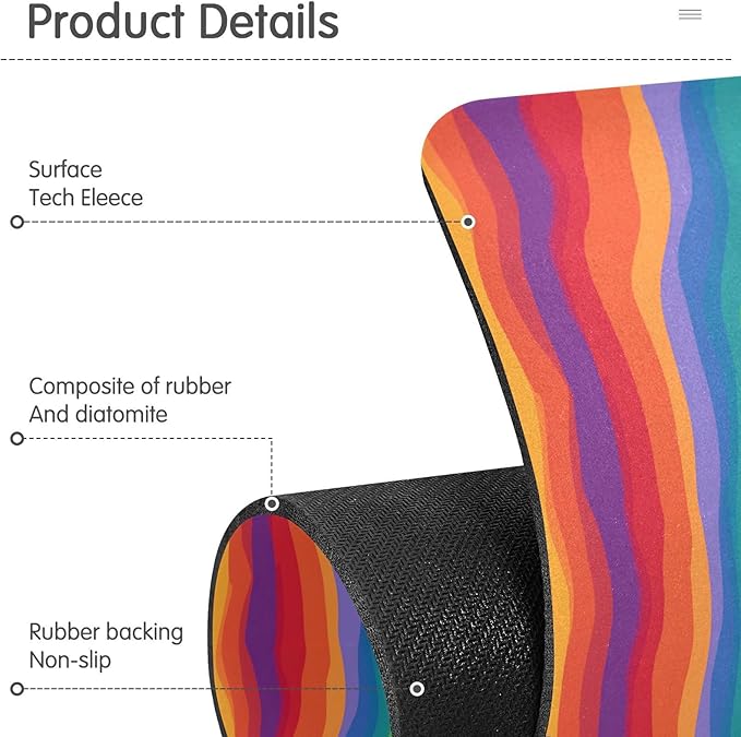 Wavy Rainbow Color Stripes Kitchen Sink Splash Guard Sink Faucet Mat Faucet Handle Drip Catcher Drain Mats for Kitchen Bathroom Countertop Absorbent Dish Drying Pad 2Pack 14.7x5.4IN