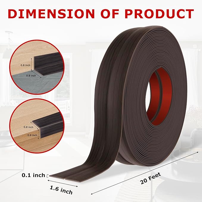 Flexible Wall Corner Protector Moulding Trim Peel and Stick Wall Corner Guards Edge Protector Self Adhesive Molding Trim Strip for Edge Ceiling (Dark Walnut Wood Grain, 1.6 in x 20 Ft)