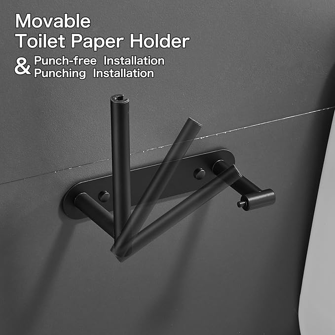 Movable Toilet Paper Holder Black Roll Holder, Paper Towel Holder
